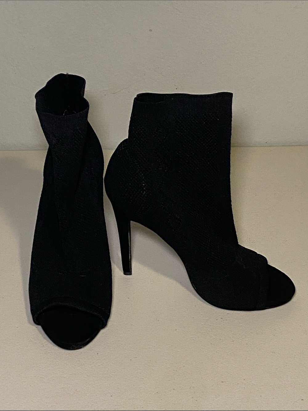 Shoe Dazzle Black Peep-Toe Stiletto Ankle Boots